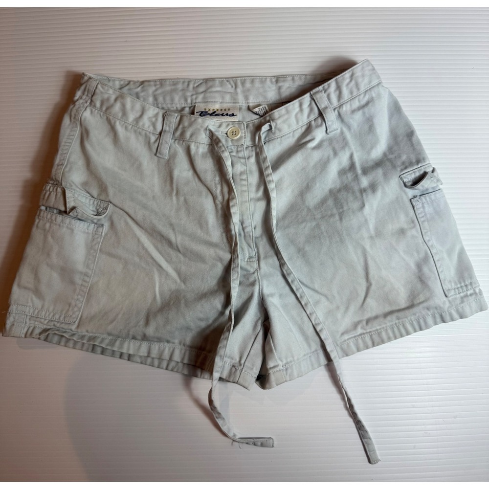 Express Bleus Womens Cotton Blend Cargo Shorts Casual‎ Drawstring Size 3/4